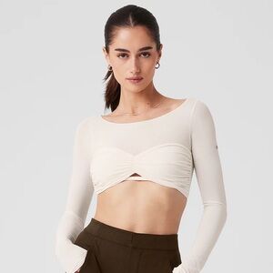 Alo Mesh Sheer Illusion Cropped Long Sleeve